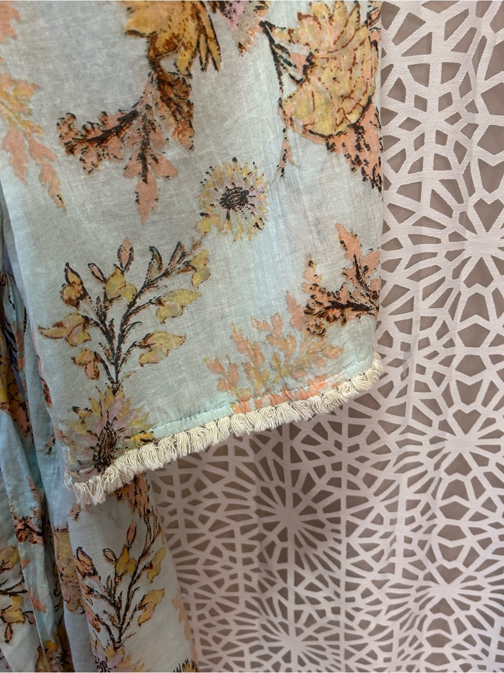 World Market Pale Blue Pastel Floral 100% Cotton Robe - Picture 5 of 10